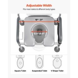 Yöpöytä-wc-tuoli aikuisille kantavuus 227 kg säädettävä korkeus ja leveys 5 l ämpäri