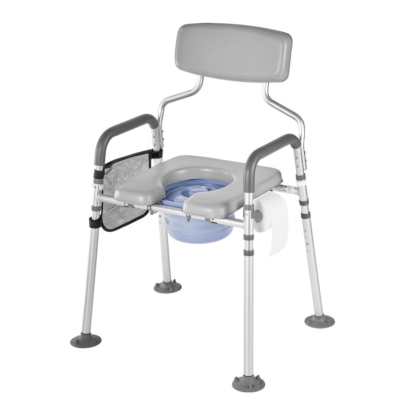 Yöpöytä-wc-tuoli aikuisille kantavuus 227 kg säädettävä korkeus ja leveys 5 l ämpäri