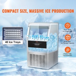 Jääpalakone ruostumatonta terästä 36 kg vuorokaudessa 11 kg säiliö 40 muottia