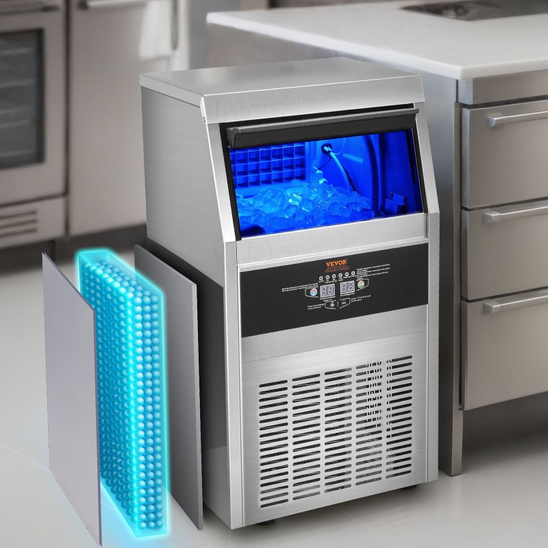 Jääpalakone ruostumatonta terästä 36 kg vuorokaudessa 11 kg säiliö 40 muottia