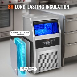 Kaupallinen jääpalakone ruostumaton teräs 41 kg vuorokaudessa 11 kg varasto 45 jääpalaa