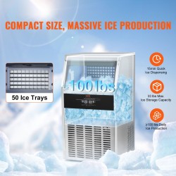 Jääpalakone ruostumaton teräs 47 kg vuorokaudessa 15 kg säilytys