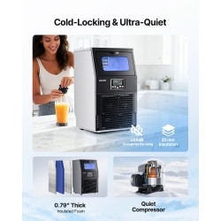 Jääpalakone ruostumaton teräs 36 kg/vrk 5,44 kg säiliö 32 jääpalaa LED näyttö