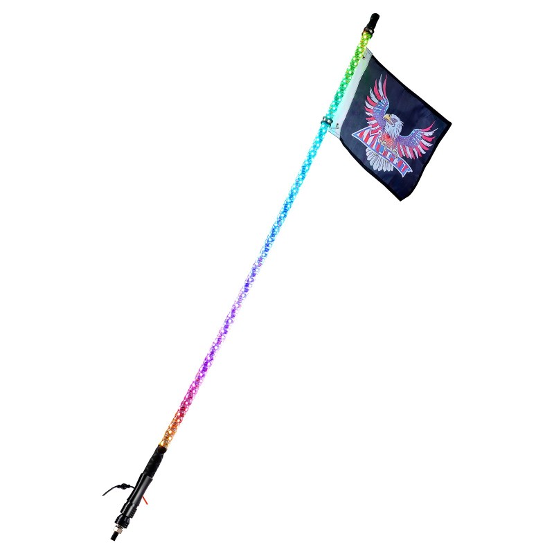 LED-piiskavalo 920 mm 360 asteen spiraali RGB IP67 mobiilisovellus ja radiotaajuinen ohjaus