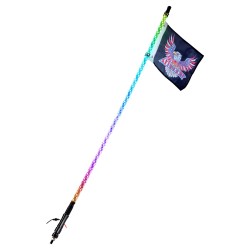 LED-piiskavalo 1 kpl 1230 mm PC-alumiini 360° RGB Bluetooth RF ajoneuvoihin