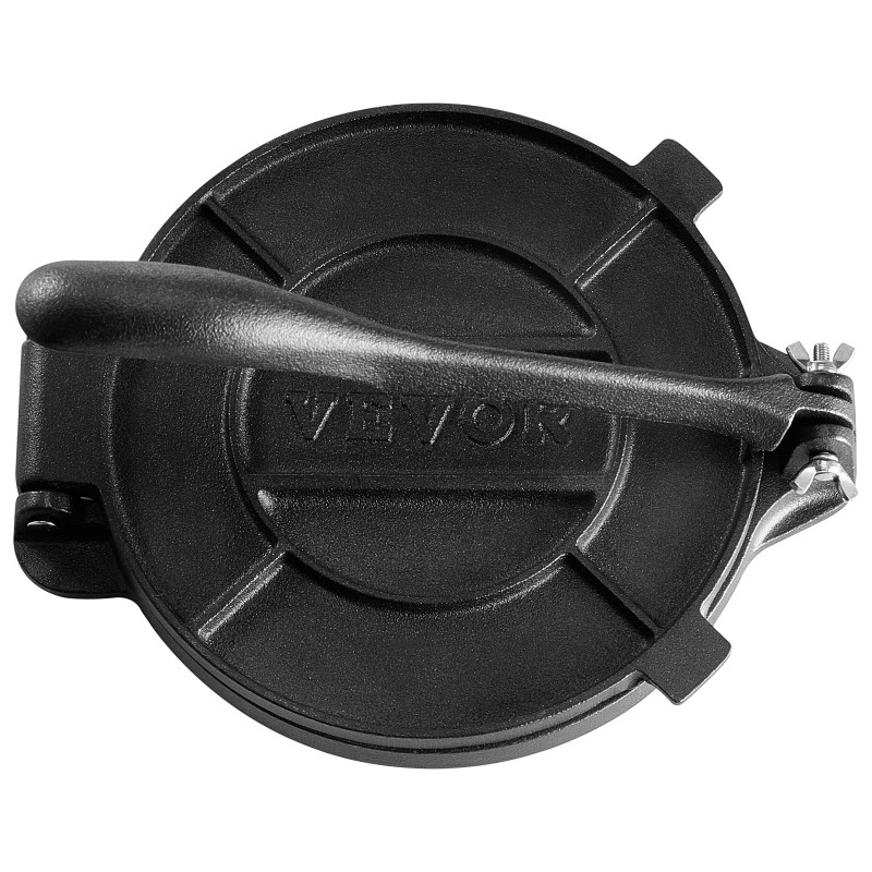 Tortillaprässi valurautainen 25 cm esikäsitelty pellavaöljyllä käsikäyttöinen 100 kpl leivinpaperia