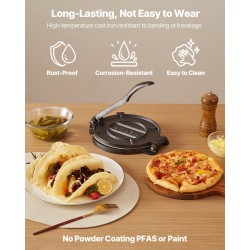 Valurautainen 8-tuumainen tortillaprässi paistinpannulla ja 100 leivinpaperiarkkia