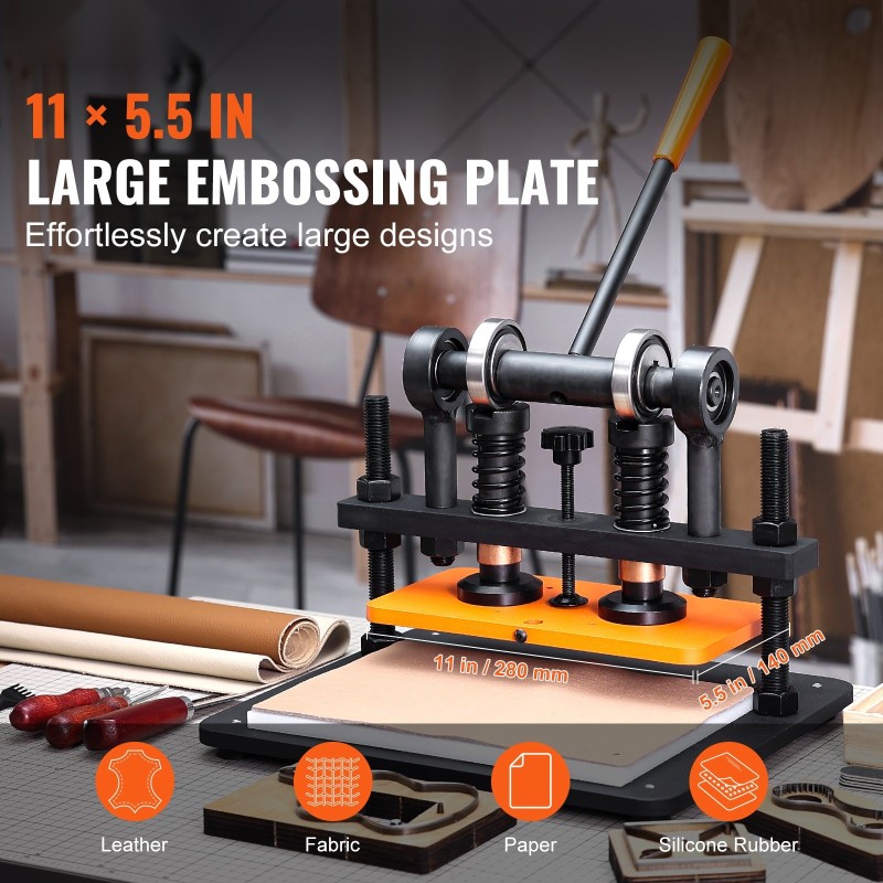 Sähkökäyttöinen nahkaleikkuri ja prässi 280 x 140 mm prässilevy 12 mm puristusisku