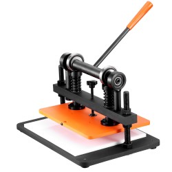 Käsikäyttöinen nahkaleikkuri ja kohokuviointikone 360 x 260 mm 12 mm puristusisku teräsrunko