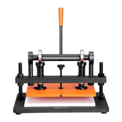 Käsikäyttöinen nahkaleikkuri ja kohokuviointikone 360 x 260 mm 12 mm puristusisku teräsrunko