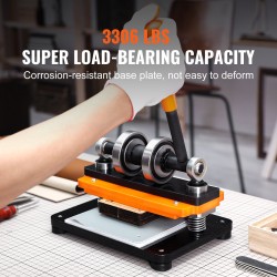 Nahkakohokuviointikone manuaalinen 180x100 mm alusta 12 mm puristus kaksinkertaiset ohjausakselit