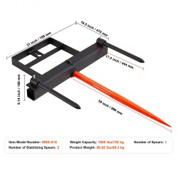 Paalipiikki jousiterästä 39-tuumainen kantavuus 725 kg 2 tukipiikkiä kauhaan