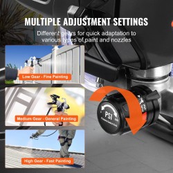 Jalustallinen ilmaton maaliruisku 750W 3000PSI kumipyörillä sisä ja ulkokäyttöön