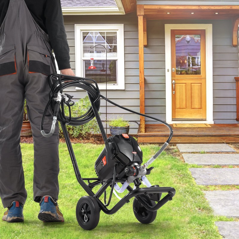 Jalustallinen ilmaton maaliruisku 750W 3000PSI kumipyörillä sisä ja ulkokäyttöön