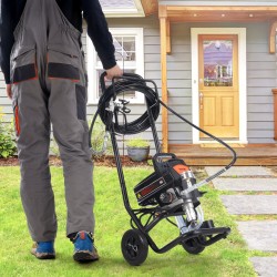 Sähkökäyttöinen airless-maalisumutin telineellä 950W 3000PSI kromattu runko 15 m letku