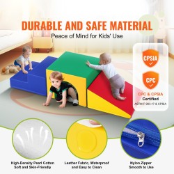 Pehmeä vaahtomuovinen kiipeilytunneli kolmeosainen portailla ja liukumäellä sisäleikkeihin yli kolmivuotiaille