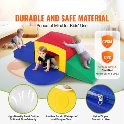 Pehmeä 5-osainen kiipeily- ja ryömintärata sisäkäyttöön helmi-vanutäytteinen nahkajäljitelmäpinnalla