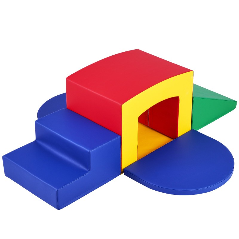 Pehmeä 5-osainen kiipeily- ja ryömintärata sisäkäyttöön helmi-vanutäytteinen nahkajäljitelmäpinnalla