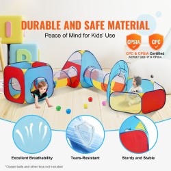 Leikkisetti 5-osainen 2 telttaa 2 tunnelia pallomeri polyesteri teräslanka sisä ja ulkokäyttöön