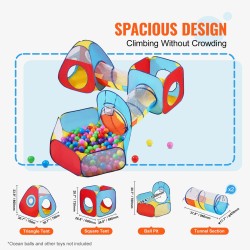 Leikkisetti 5-osainen 2 telttaa 2 tunnelia pallomeri polyesteri teräslanka sisä ja ulkokäyttöön