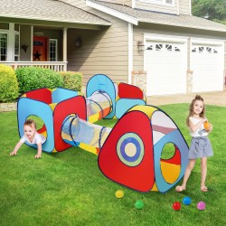 Leikkisetti 5-osainen 2 telttaa 2 tunnelia pallomeri polyesteri teräslanka sisä ja ulkokäyttöön