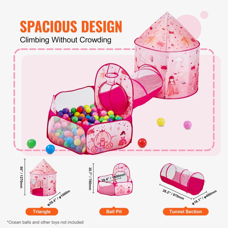 Leikkitelttasetti 3-osainen polyesterikangas teräslankarunko 3–6-vuotiaille sisä- ja ulkokäyttöön kuljetuspussi mukana