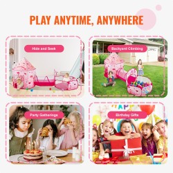 Leikkitelttasetti 3-osainen polyesterikangas teräslankarunko 3–6-vuotiaille sisä- ja ulkokäyttöön kuljetuspussi mukana