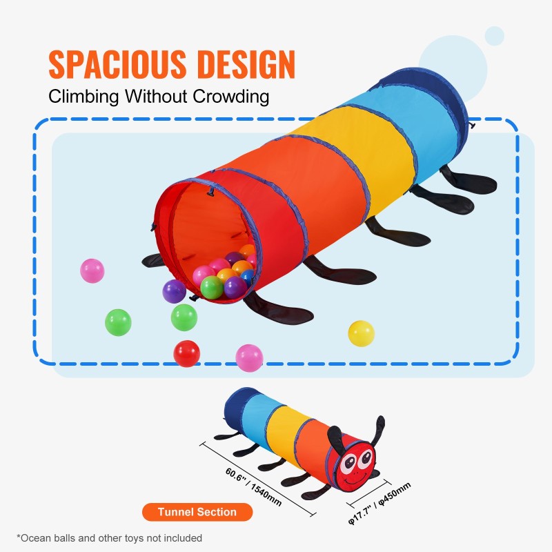Kiipeilytunneli polyesterikankaasta teräslankatuella monivärinen taitettava sisä ja ulkokäyttöön