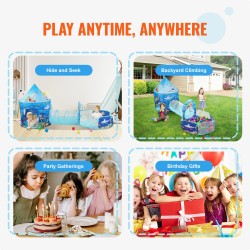 Leikkitelttasetti 3-osainen polyesterikangas teräslanka pallomeri tunneli sisä- ja ulkokäyttö