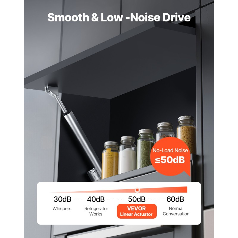 Lineaaritoimilaite 12V 250 mm iskunpituus 1000N 15 mm/s alumiiniseosrunko IP54 kiinnityskannattimella