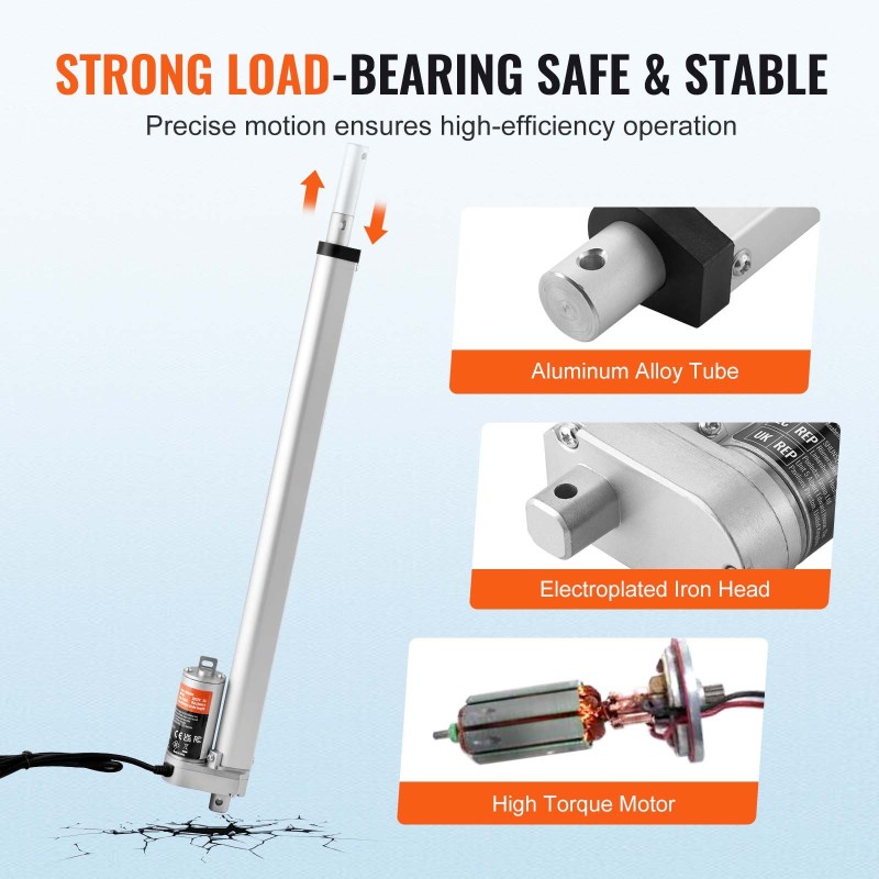 Lineaaritoimilaite 12V 450 mm iskunpituus 1500 N 5 mm/s IP54 alumiiniseos