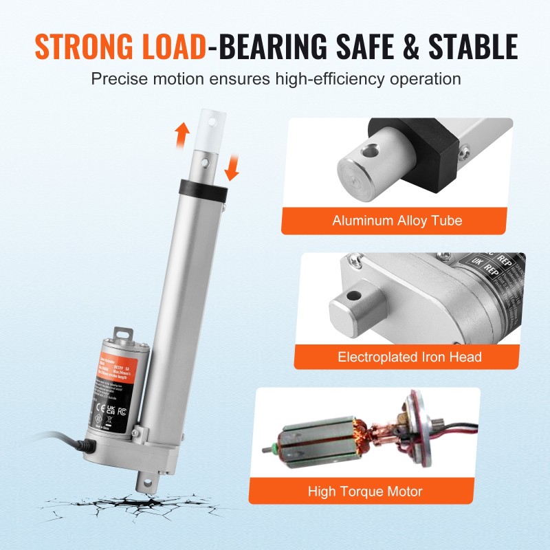 Lineaaritoimilaite alumiiniseos 12V iskunpituus 15,2 cm 1500N 5 mm/s IP54