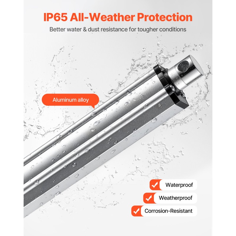 12V lineaaritoimilaite alumiiniseosrunko 304,8 mm iskunpituus IP65 suojaus 3000N työntövoima kiinnitystelineellä