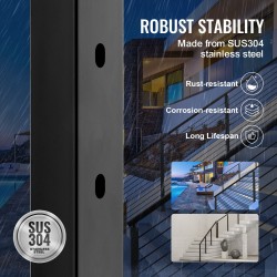 Kaapelikäsijohteen pylväs 42 tuumaa ruostumatonta terästä 30 asteen kulmarei'illä 12 reikää