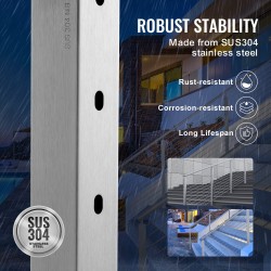 Kaapelikaidetolppa 42 tuumaa profiili 2x2 ruostumaton teräs 30 asteen reiät 12 reikää