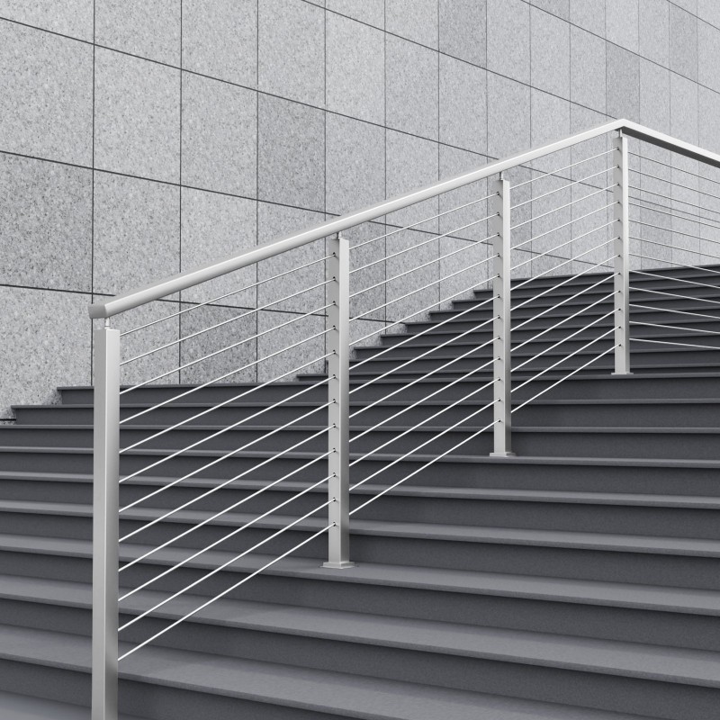 Kaapelikaidetolppa 42 tuumaa profiili 2x2 ruostumaton teräs 30 asteen reiät 12 reikää