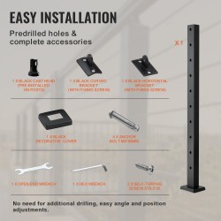 Kaideportaali 36-tuumainen SUS304-ruostumaton teräs 30° kulmareiät 10 valmiiksi porattua reikää musta