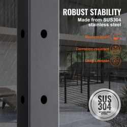 Kaidepylväs L-muotoinen 42-tuumainen SUS304-ruostumaton teräs musta 12 reikää kulmiin