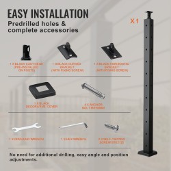 L-muotoinen kaidetolppa 36-tuumainen ruostumaton teräs kymmenen esiporattua reikää kulmiin