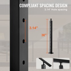 Vaijerikaidepylväs SUS304 ruostumatonta terästä 91,4 cm 30 asteen reiät musta