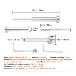 Kaidevaijerisarja näkymättömällä vastaanottimella T316-ruostumatonta terästä 3,2 mm 20 kpl puu- ja metallitolpille