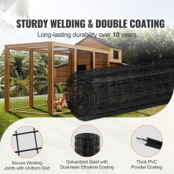 Metalliverkkorulla galvanoitua rautalankaa mustalla vinyylipinnoitteella 1220 x 15240 mm kanaille ja pieneläimille