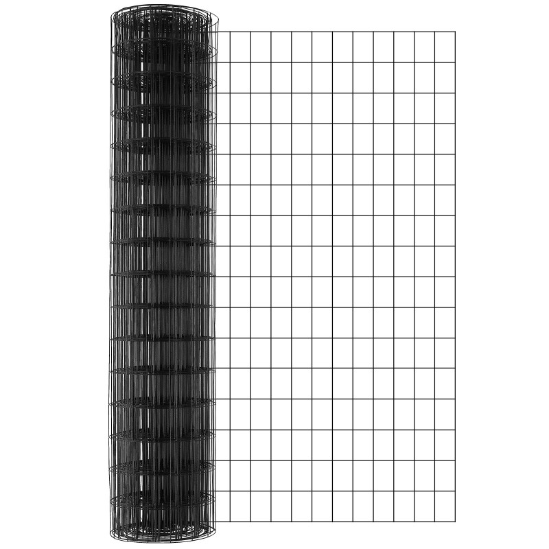 Metalliverkkorulla galvanoitua rautalankaa mustalla vinyylipinnoitteella 1220 x 15240 mm kanaille ja pieneläimille