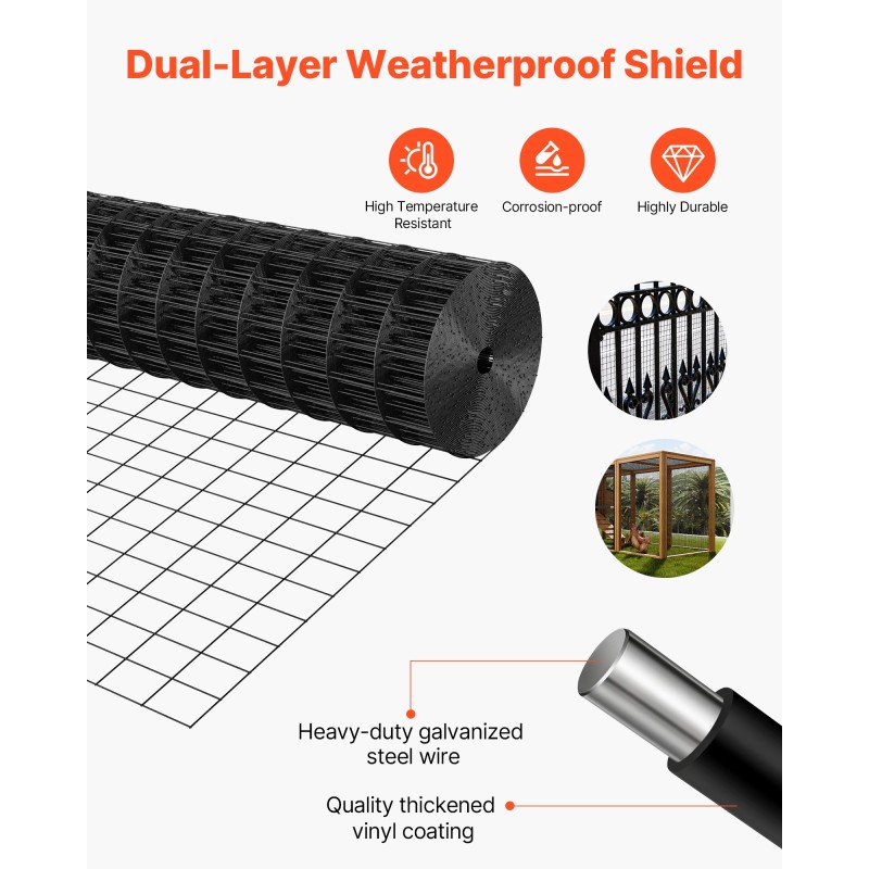 PVC-pinnoitettu hitsattu teräsverkko 91 cm x 7,62 m 2 x 3 tuuman