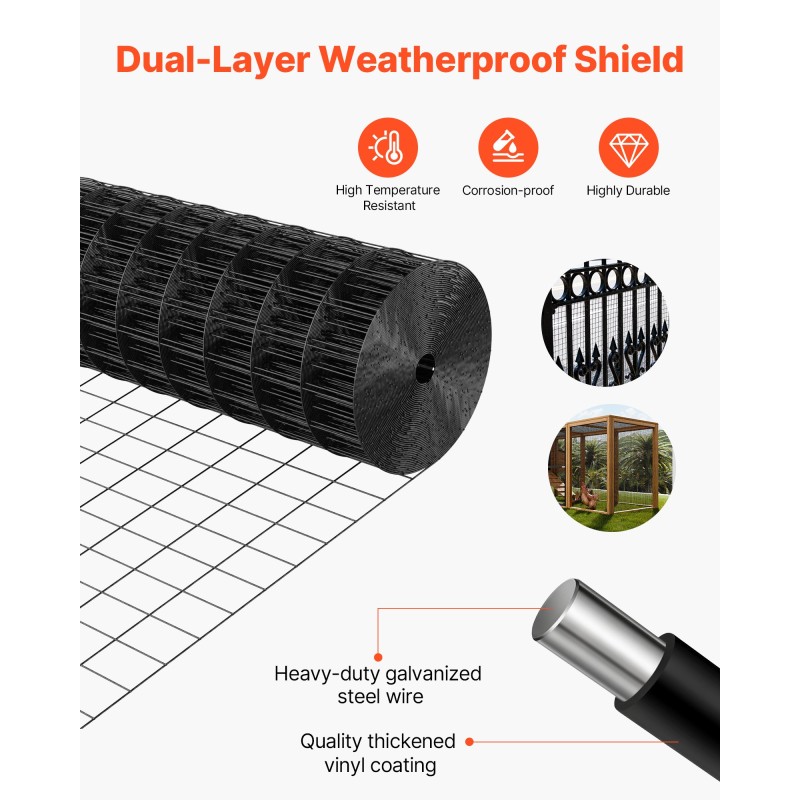 Rautalankaverkko vinyylipinnoitettu galvanoitu 61 cm 7,62 m 2 x 3 tuuman silmäkoko