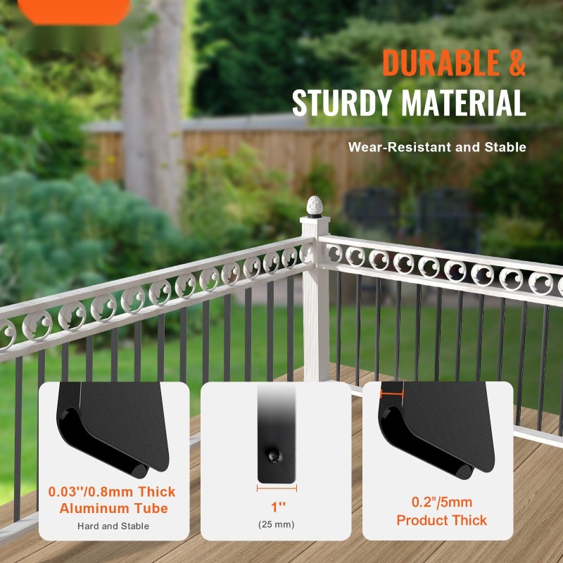 Alumiiniset litteät kaidepinnat 25 x 5,5 x 820 mm 51 kpl mattamusta