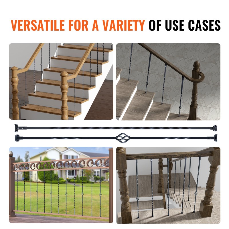 Galvanoidut teräskaidetangot 13x13x1122 mm ontto 10 kpl mattamusta portaikkoihin