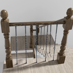 Galvanoidut teräskaidetangot 13x13x1122 mm ontto 10 kpl mattamusta portaikkoihin