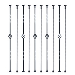 Galvanoidut teräskaidetangot 13x13x1122 mm ontto 10 kpl mattamusta portaikkoihin