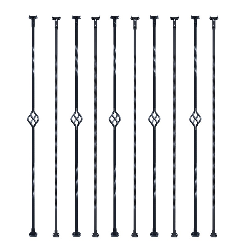 Galvanoidut teräskaidetangot 13x13x1122 mm ontto 10 kpl mattamusta portaikkoihin